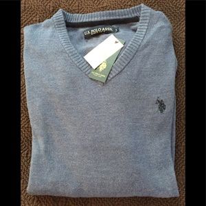 Light Blue V-Neck Sweater- U.S. Polo Assn.- Sz LG